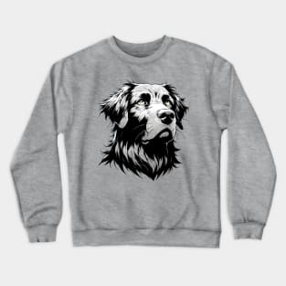 Stunning and Cool Flat-Coated Retriever Monochrome and Gold Portrait for Father's Day Crewneck Sweatshirt